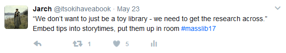 Screenshot of tweet about toys and research