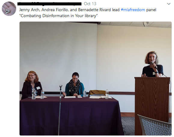 Photo of panel from a conference attendee's Twitter account
