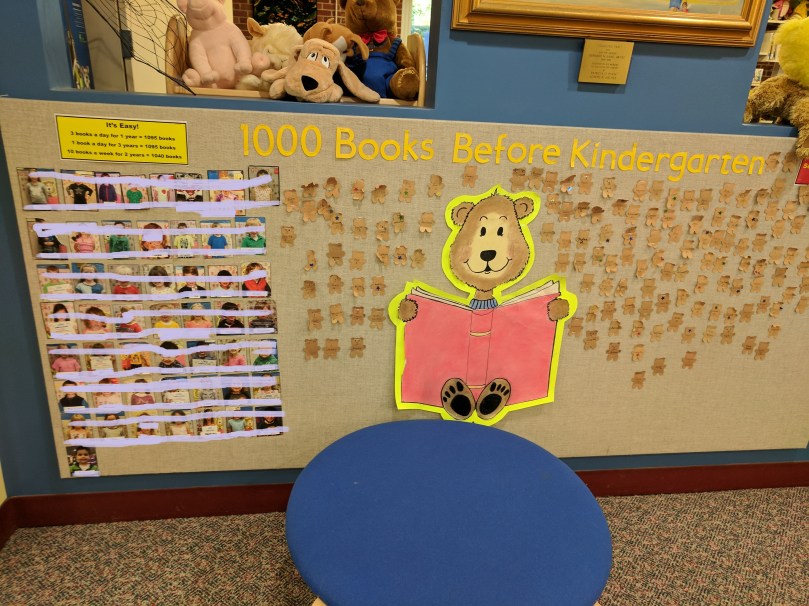 1000 Books Before Kindergarten display at the Guilford (CT) Public Library