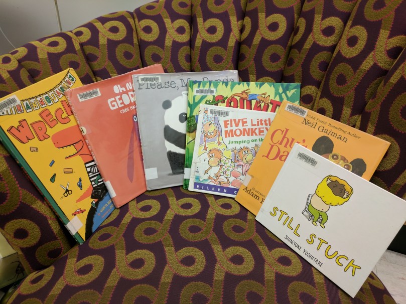 Books face out on storytime chair