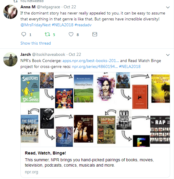 Screenshot of @itsokihaveabook and @helgagrace on Twitter