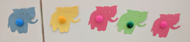 Colored paper elephants