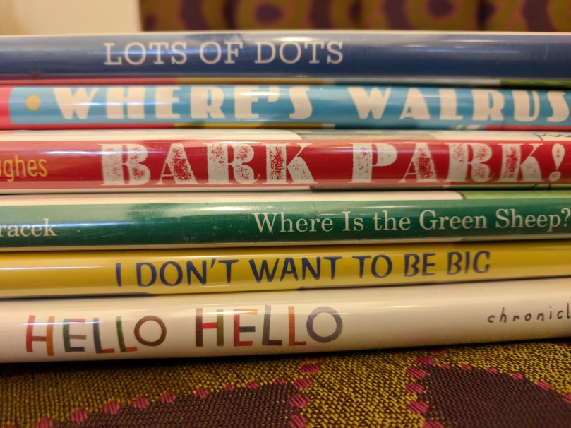 Stack of six books, spines out