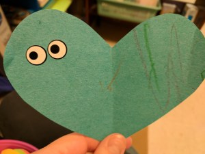 Paper heart with googly eyes