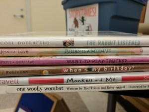 Spines of storytime books