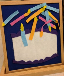 Flannel board cake and candles