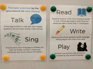 Five basic practices for early literacy: talk, sing, read, write, play