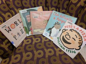 Storytime books on chair