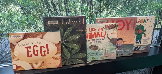 Picture books on the railing