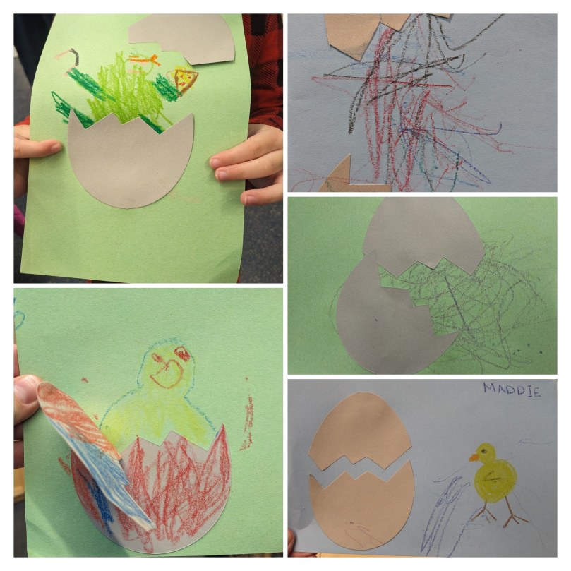 Photo collage of egg crafts