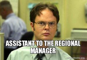 meme of Dwight Schrute from The Office, Assistant to the Regional Manager