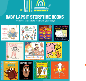 baby lapsit storytime books flier with book covers