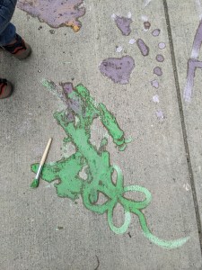 green and purple chalk painting